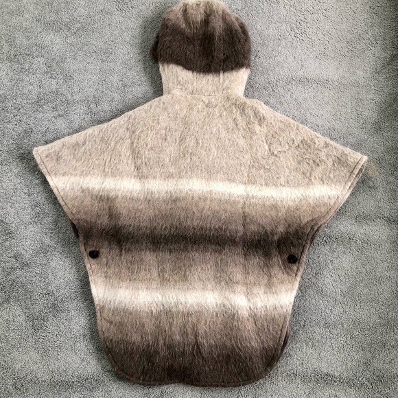 Club Monaco hooded poncho cape alpaca brown ombre wool mohair jacket coat M - Picture 4 of 6